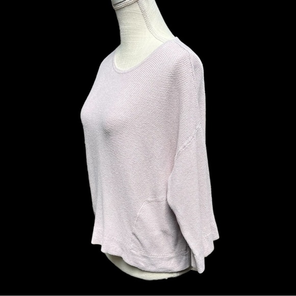 🌻J. Jill Boxy Oatmeal Color Waffle Cashmere Cotton Slub Knit Pullover S Petite - Picture 6 of 11